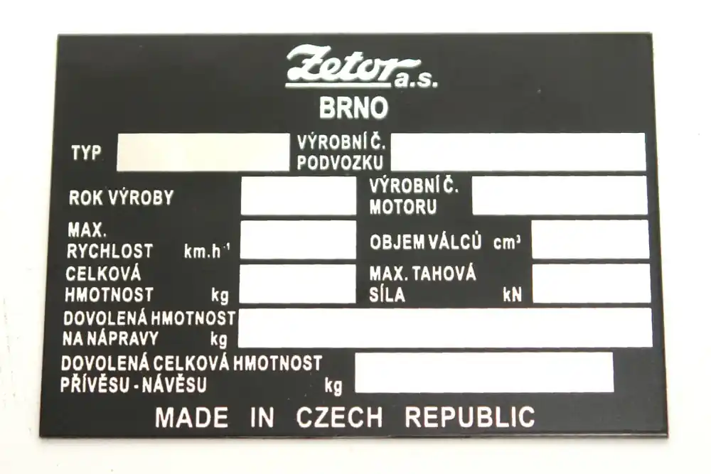 975795, 975791 Výrobní štítek traktoru - český popis Doprava Zdarma