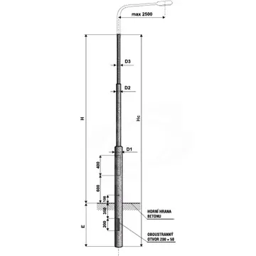 Stožár silniční JB 10 L bezpaticový třístupňový Omezená Nabídka