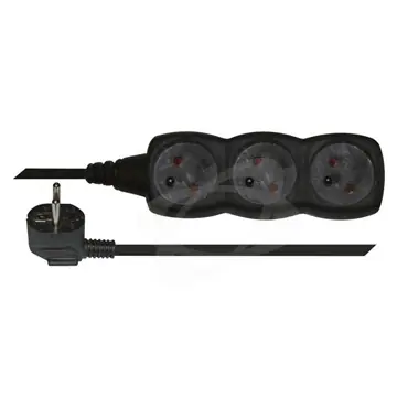 Značkový Prodlužovací přívod PVC 3 zásuvky 3m 3G1 10A černá (PC0313)