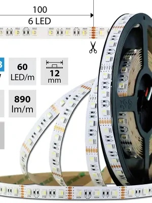 MCLED Pásek LED SMD5050 RGB + WW, 60LED/m, 19,2W/m, 890lm/m, IP20, DC 24V, 12mm, 50m Speciální Cena
