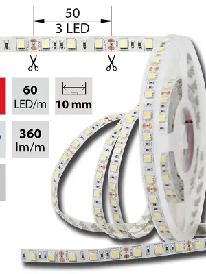 Sleva MCLED Pásek LED SMD5050 R, 60LED/m, 14,4W/m, DC 12V, 360lm/m, IP20, 10mm, 50m