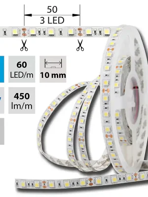 MCLED Pásek LED SMD5050 B, 60LED/m, 14,4W/m, DC 12V, 450lm/m, IP20, 10mm, 50m Akce