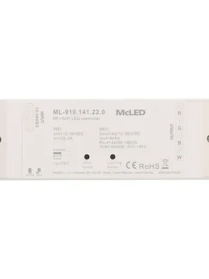 Celosvětová Doprava MCLED Přijímač RF a WIFI řízení jasu, CCT,RGBW 4 kanály 4x5A, 12-36V IP20