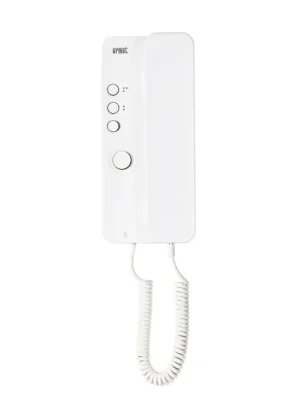 Časově Omezené URMET Telefon 1150/1 s tlačítkem pro odemykání elektrického zámku, 1 servisní tlačítko, do analogového systému 4+n, bílý