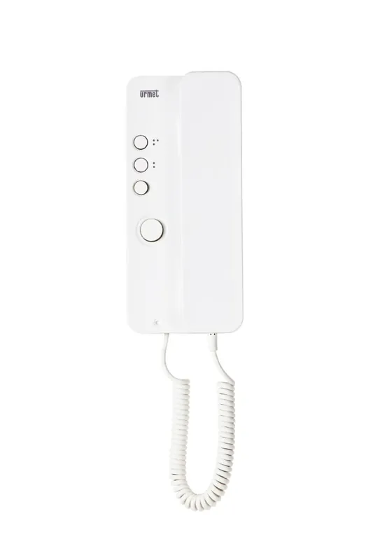 Časově Omezené URMET Telefon 1150/1 s tlačítkem pro odemykání elektrického zámku, 1 servisní tlačítko, do analogového systému 4+n, bílý