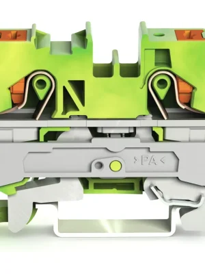 Značkový WAGO Svorka 2210-1207 2vodičová pro ochranný vodič s ovládacím tlačítkem 10 mm², zelenožlutá