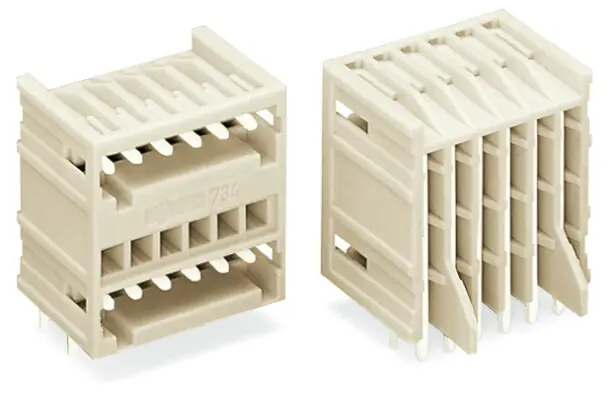 Zlevněný WAGO Konektor 734-407/001-000 Dvoupatrový s pájecími piny THT Pájecí kontakt 1,0 × 1,0 mm Úhlové provedení, šedá
